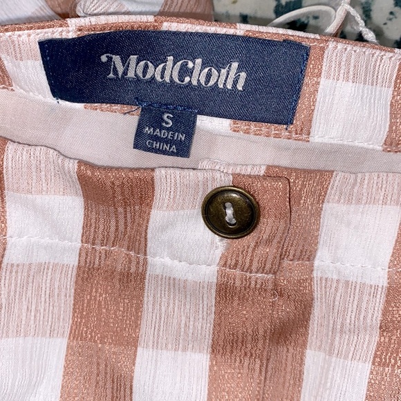 Modcloth checkered dresss with belt button down size small - Picture 5 of 6